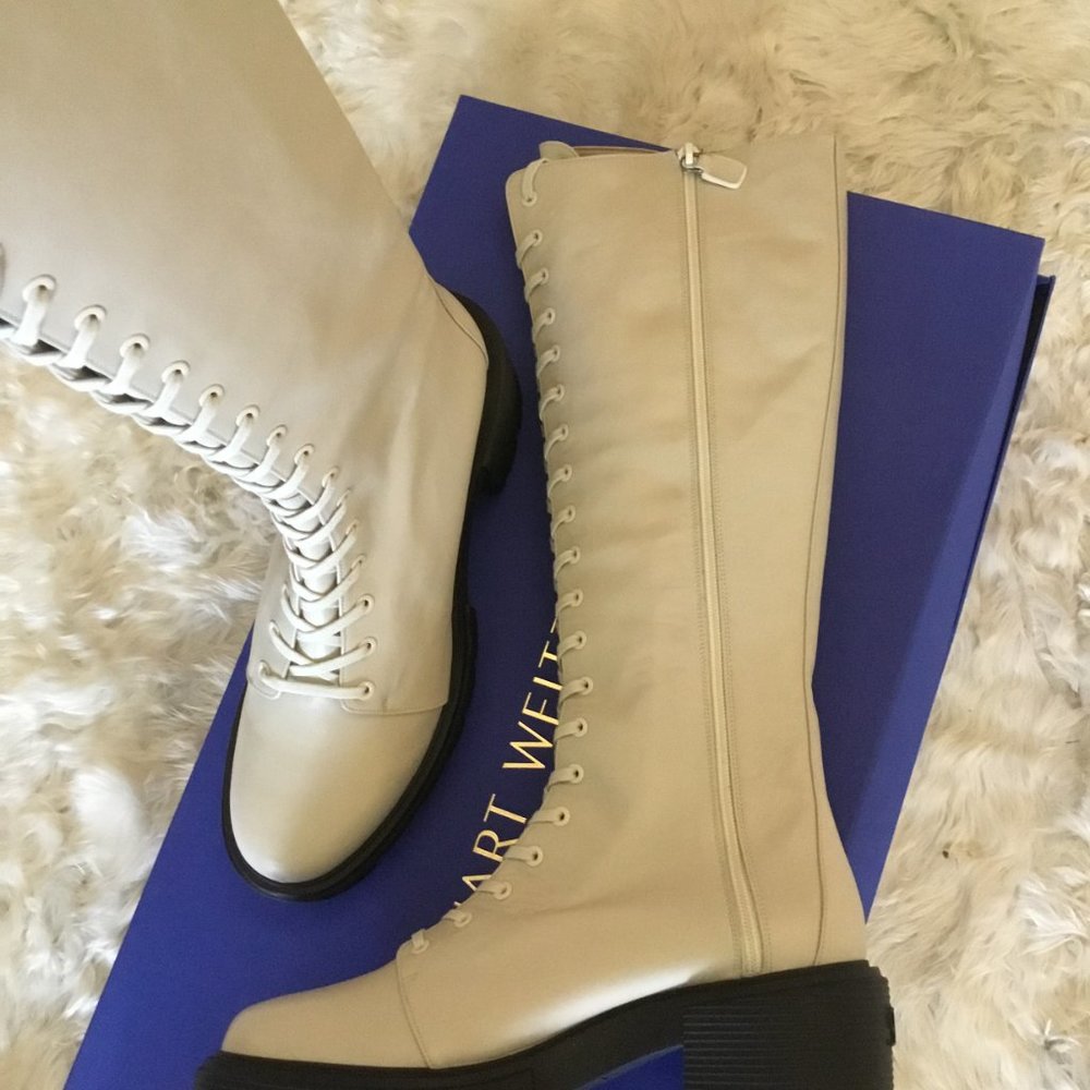 Stuart Weitzman Cream Knee-High Boots